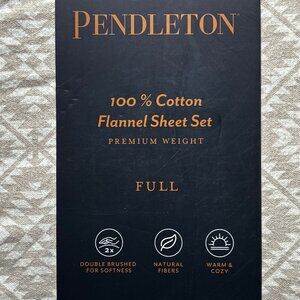 New PENDLETON Full Size Aztec Tan/Cream Cotton Flannel Sheet Set TOASTY WARM